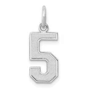 14k White Gold, Jersey Collection, Medium Number 5 Pendant